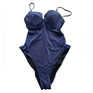 MOSCHINO***Blue One-Piece Swimsuit w/ Crystals***Med. $580